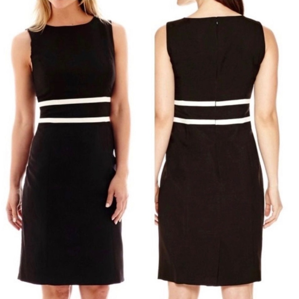 Evan Picone Black Label Dress Sz 10 Black Sleeveless Sheath Career NEW